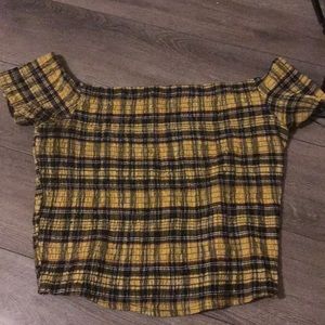 Off the Shoulder Plaid Crop
